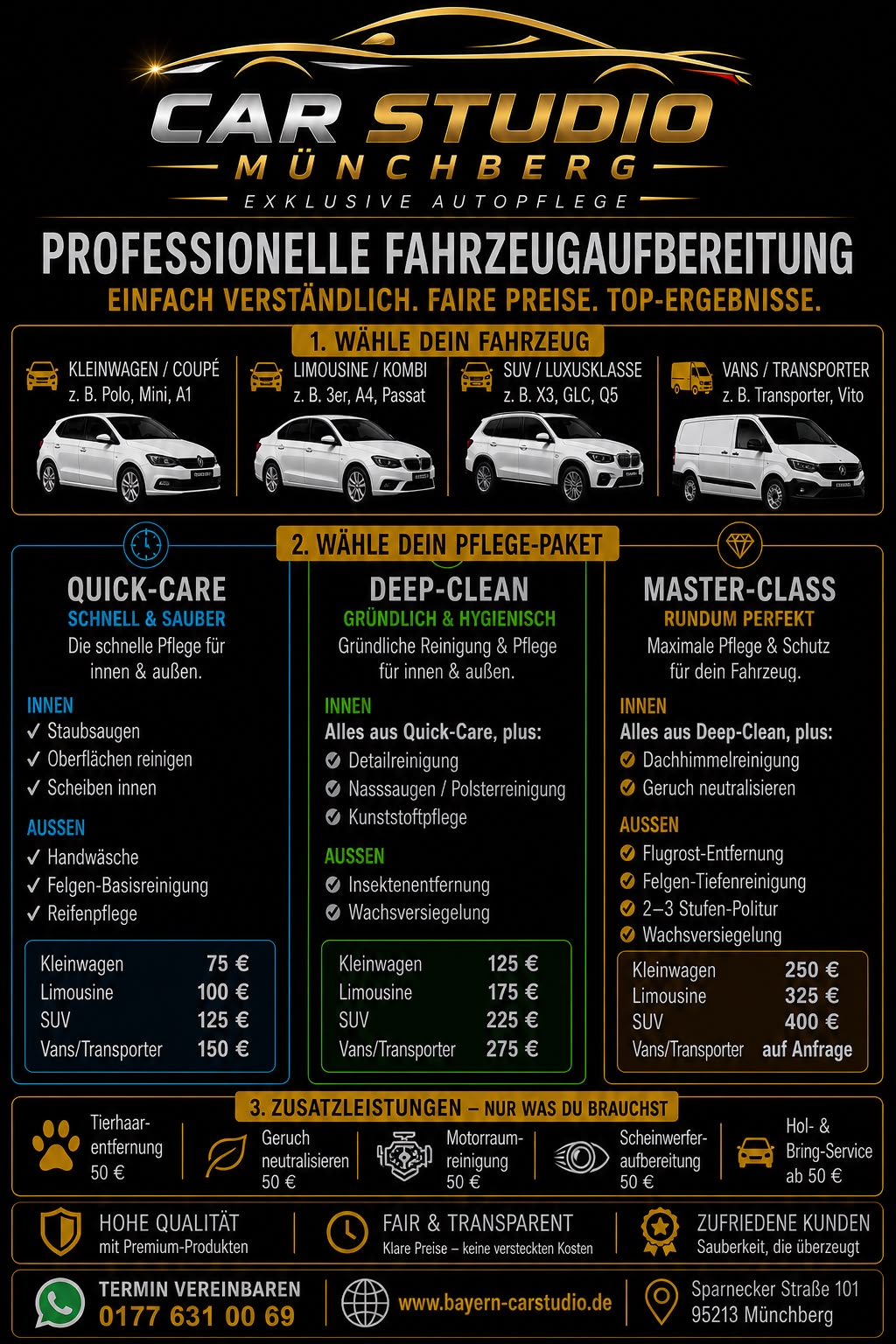 Bayern Car Studio – Flyer mit Preisliste